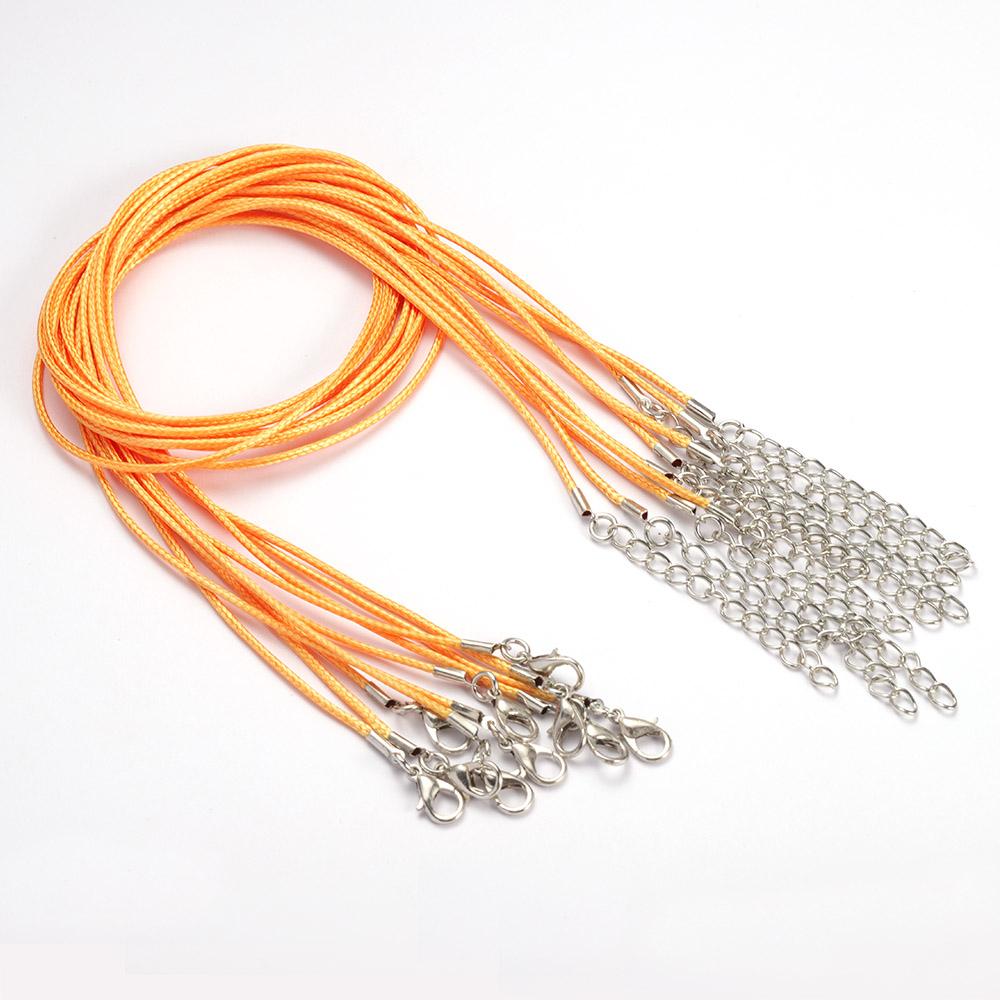 10-20pcs 45cm+5cm Lobster Clasp String Cord Real Leather Adjustable Braided Rope for Necklace Jewelry Making DIY Accessories