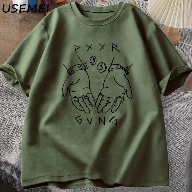 Pxxr Gvng The White Family T-shirts O Neck Oversized Tshirt Men Cotton Short Sleeve Tee Shirt Summer Graphic Tees Streetwear