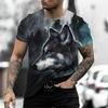 Summer Ferocious Animal Wolf Digital Printed Short Sleeved Fashion T-Shirt