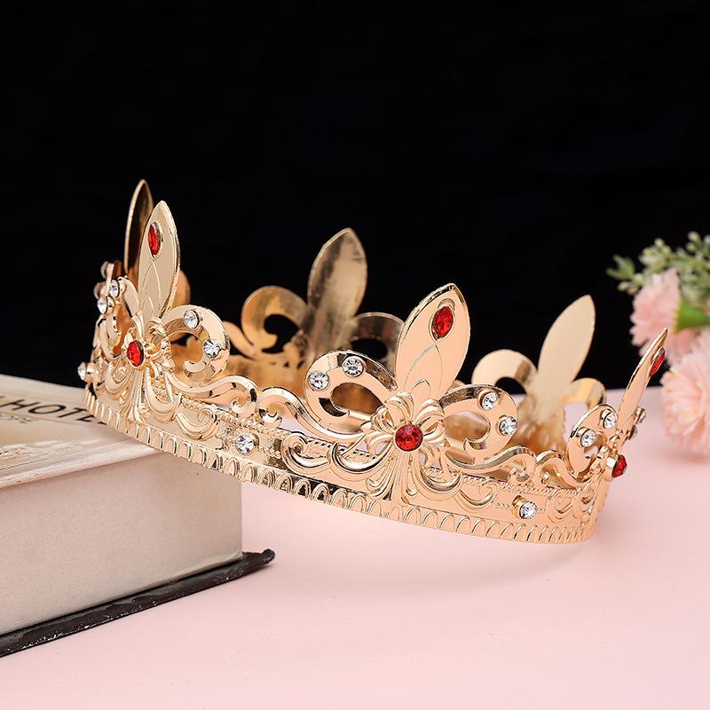 Men's Golden King's Crown Headwear Adult Birthday Crown Halloween Stage Opera Performance Unisex