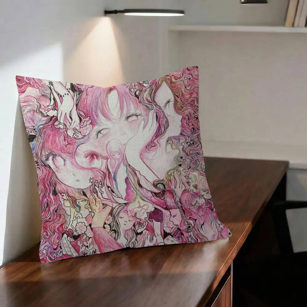 ANIME K-Kikuos Art Album Maple Design Cushion Cover Happy Autumn Harvest decor Holiday Decorati Pillow Cover