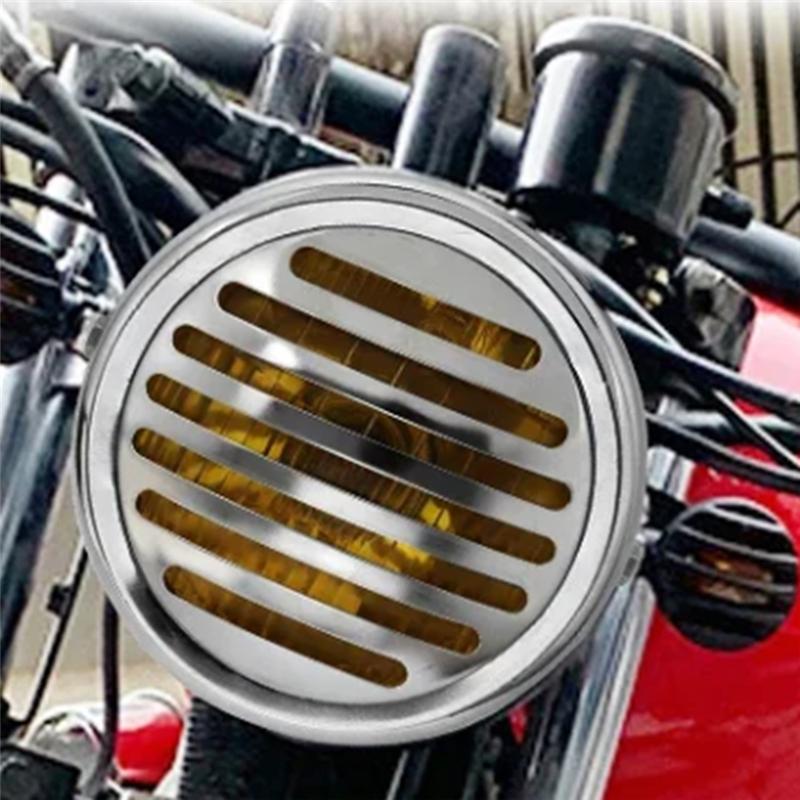 For Honda Gn125/Cg125 Modified Retro Universal Motorcycle 12V Black Shell Front Retro Round Headlight-A87Q