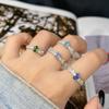 Simple S925 Sterling Silver Set With Natural Sapphire Topaz Tanzanian Diopside Colored Treasure Ring Female Index Finger Ring
