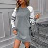 Women's Elegant Color Block Printed Neck Sweatshirt Dress for Casual Daily Wear