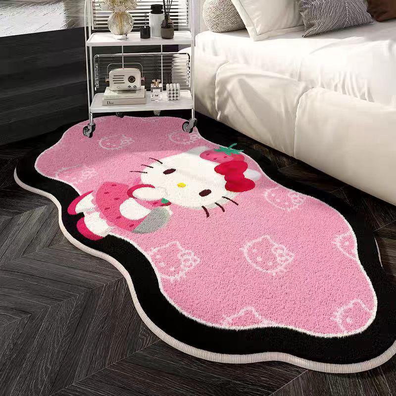 Roztomilý kočičí koberec z umělého kašmíru - Útulná dekorativní podložka do ložnice nebo na balkon