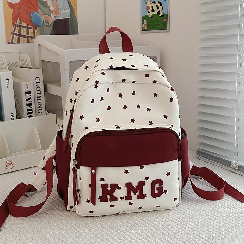 Children's Small Backpack Color Block Stars Print Student Schoolbag