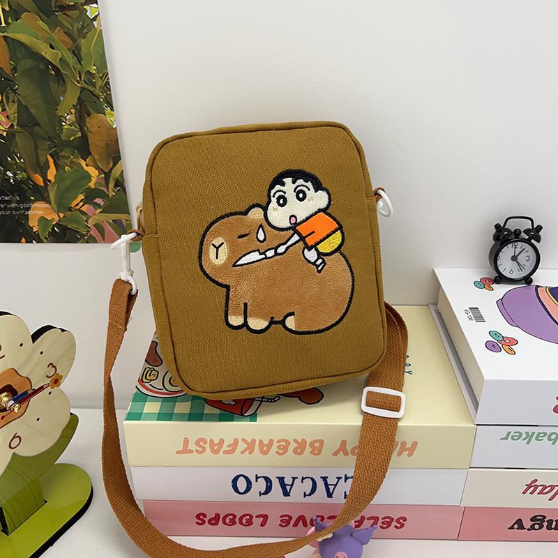 Adorable Cartoon Canvas Shoulder Bag For Kids Perfect For Everyday Use And Storage