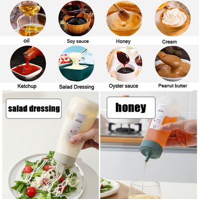1/5 Loch Quetschflaschen Salatdressingbehälter 350ML für Soße Ketchup Salat BBQ-Soße Sirup Honigspender Küchenbedarf