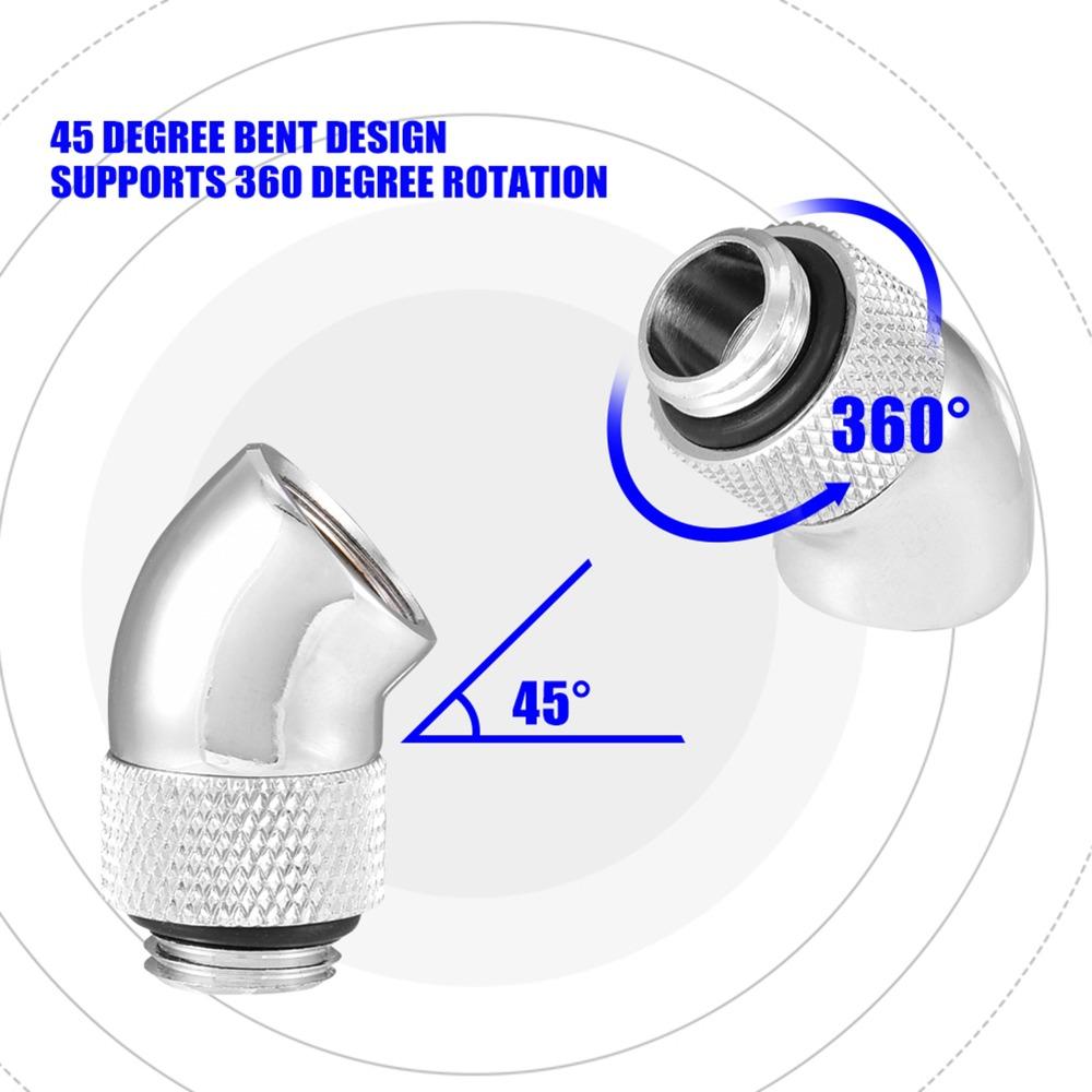 2PCS G1/4 Water Cooling Connector Silver Adapter Connector Fitting Adapter Water Cooling System
