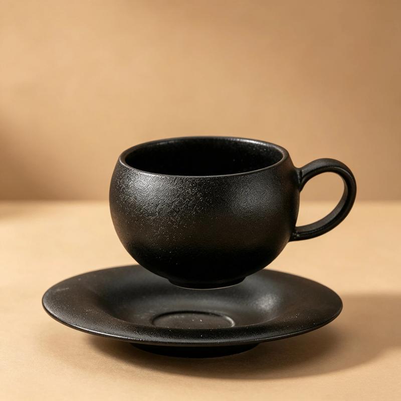 1/2Pcs Tea Cup Creative Japanese-Style Coffee Cup Set Ceramic 300Ml Coffee Mug Matte Texture With Base Coffee Shop Accessories