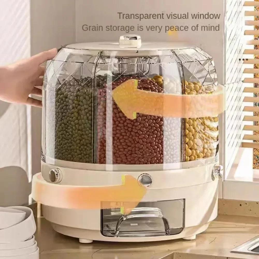 Food-Grade Rotating Grains Dispenser Large Capacity Rice Storage Container with Drawer for Kitchen Organization for Food Storage