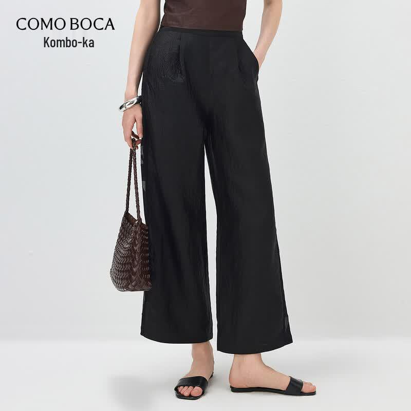 Kemon Boca Women s Silk & Xiangyunsha Spliced Straight-Leg Casual Pants 2XL чёрный