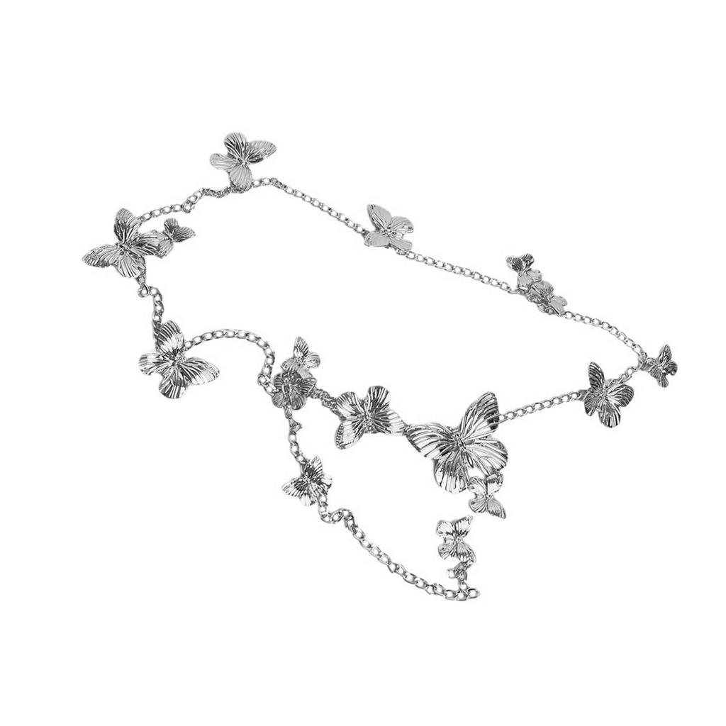 Curea cu lanț fluture gotic Curea de lanț de talie sexy Curea de lanț elaborată Lanț de burtă pentru rochie Curea fluture Lanț de talie