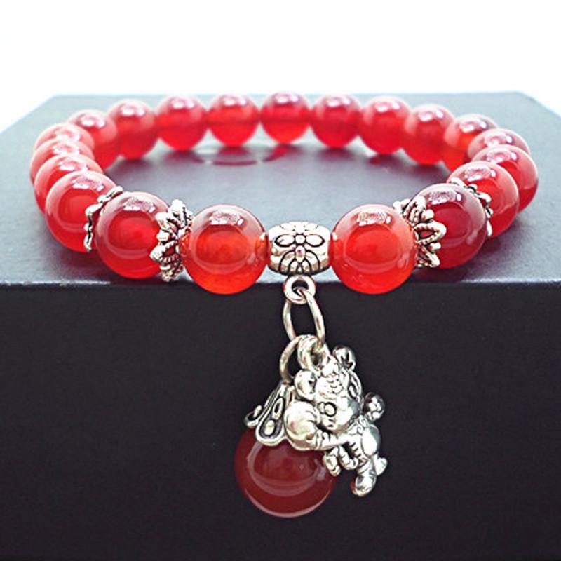 Red Agate Crystal Beaded Bracelet for Women - Handcrafted Couple Jewelry