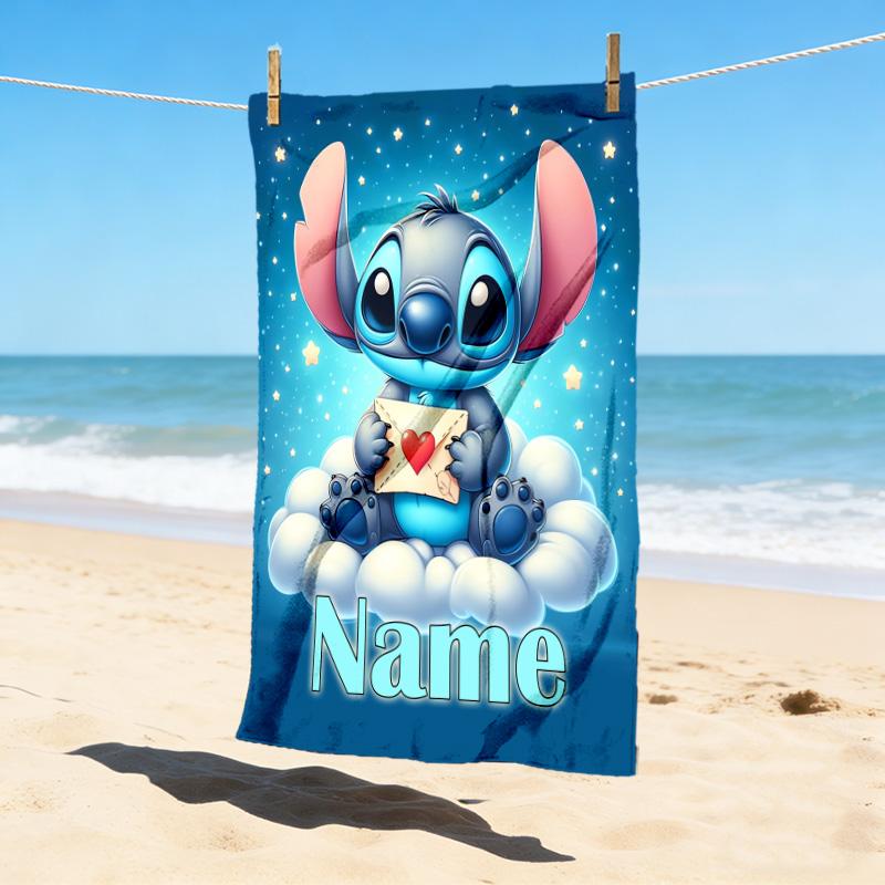 Custom Name Stitch Fantasy Stylish Digital Printing Beach Towel Quick‑Drying Absorbent Blanket for Beach Pool Gym Travel