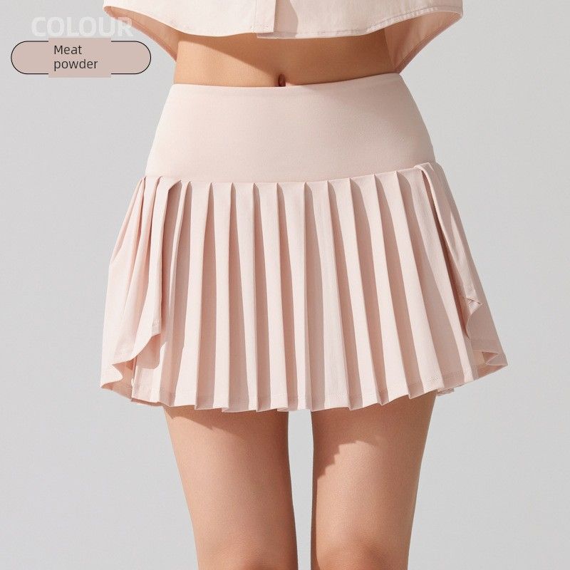 Export Pleated Sports Skirt High Waist Lining Pocket Fashion Tape Badminton Skirt Build Yoga Running Tennis Skirt