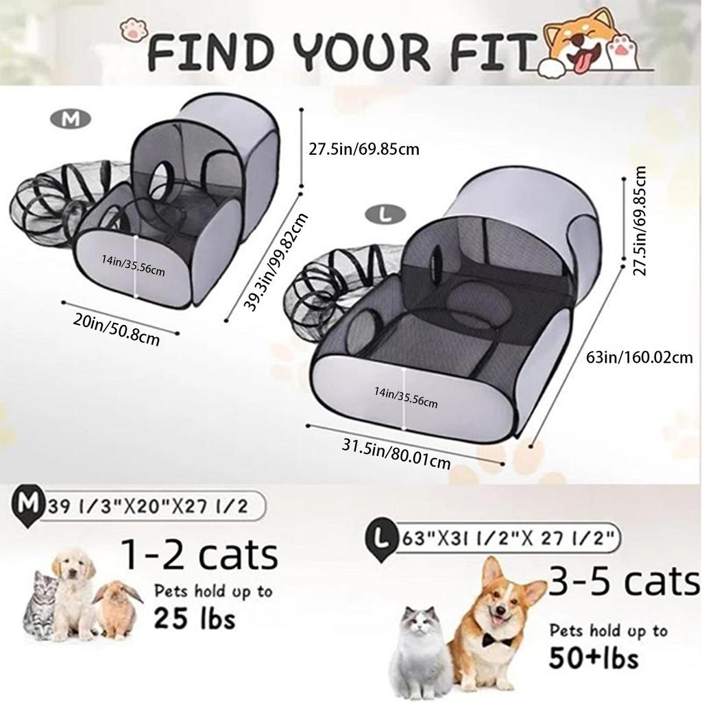 Cat Playpen Enclosed Cat Playpen Dog Playpen Cat House Tent Foldable Enclosure portable cat and dog panoramic cage Pet Supplies