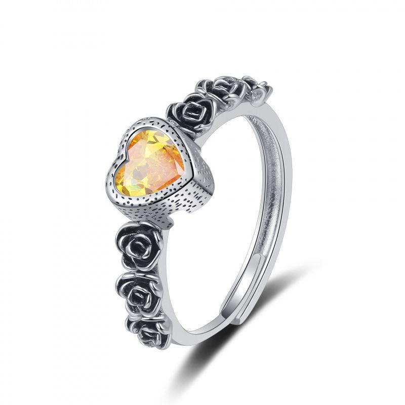 

Trendy Heart Shape Rose Flower Ring for Women - Stylish, Unique, Cool Index Finger Accessory Adjustable жёлтый/алмаз