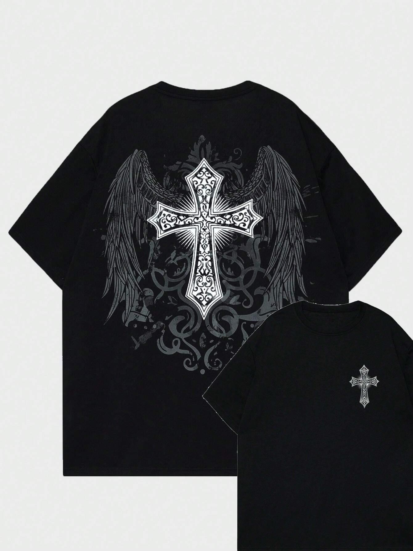 

Футболка унисекс с рисунком креста в готическом стиле для мужчин и женщин из хлопка, роскошный бренд, модная футболка большого размера с коротким рукавом, классическая футболка с принтом S-4xl 3XL