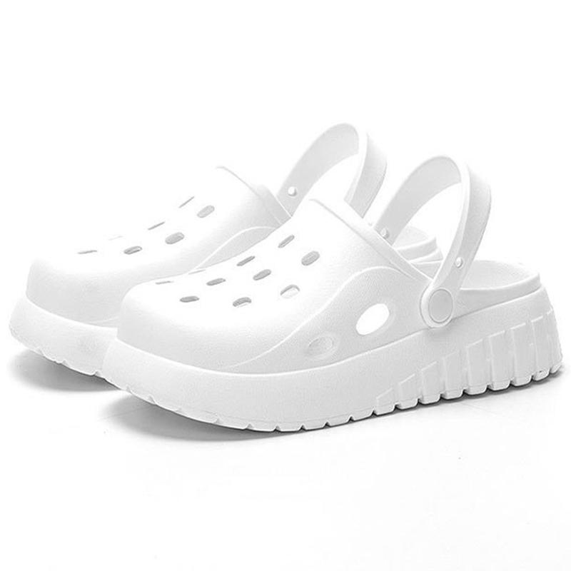 

Летние туфли Lucyever для женщин на открытом воздухе 2024 года, однотонные закрытые пляжные тапочки с закрытым носком, женские нескользящие шлепанцы Eva Cloud Slides, женские 36-37 белый