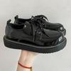 Britischer Stil dicksohlige erhöhte Röcke Retro japanische flachsohlige runde Zehenpartie JK Uniform Schnürschuhe kleine Lederschuhe Damen Schuhe mit großem Kopf