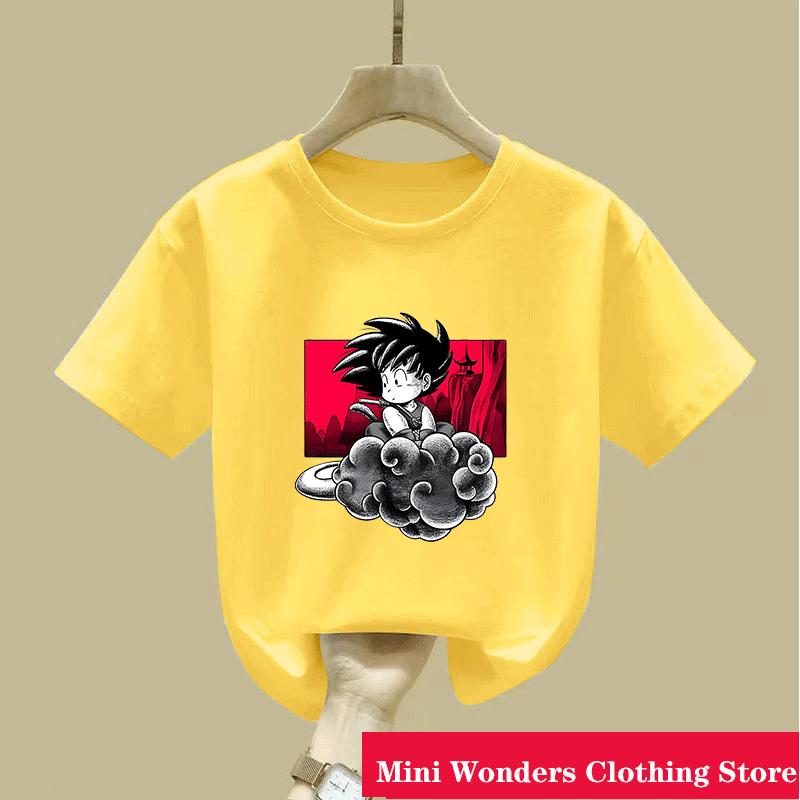 2026 Dragonball Summer Tshirt Cartoon Casual 314 Years Boys Goku Shortsleeved Girls Tshirt Kids Teen Clothes Girls Clothes 100