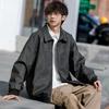 Yousheng Men Jacket Coat Lapel Long Sleeve Solid Color Coat with Pockets Loose Fit Full Zipper Closure Versatile Outwear