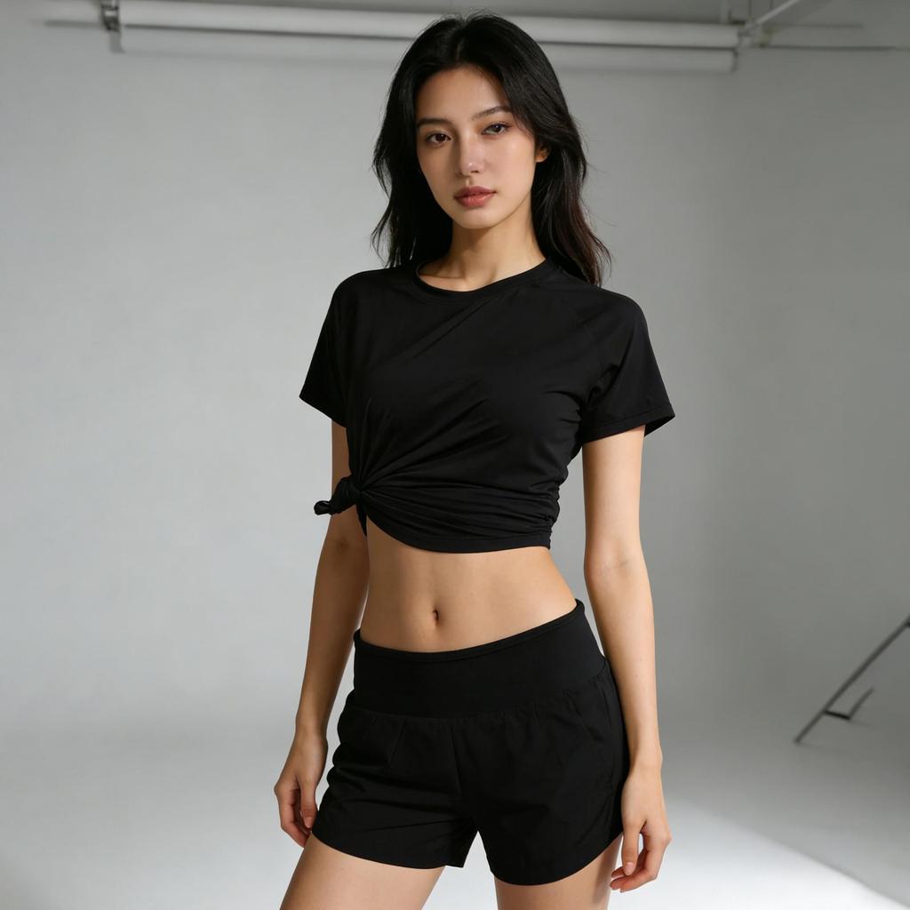 Professionelles Raglan Yoga Set: Sommer Quick-Dry Kurzarm-T-Shirt, Hose und Bare-Feel Sportoberteil