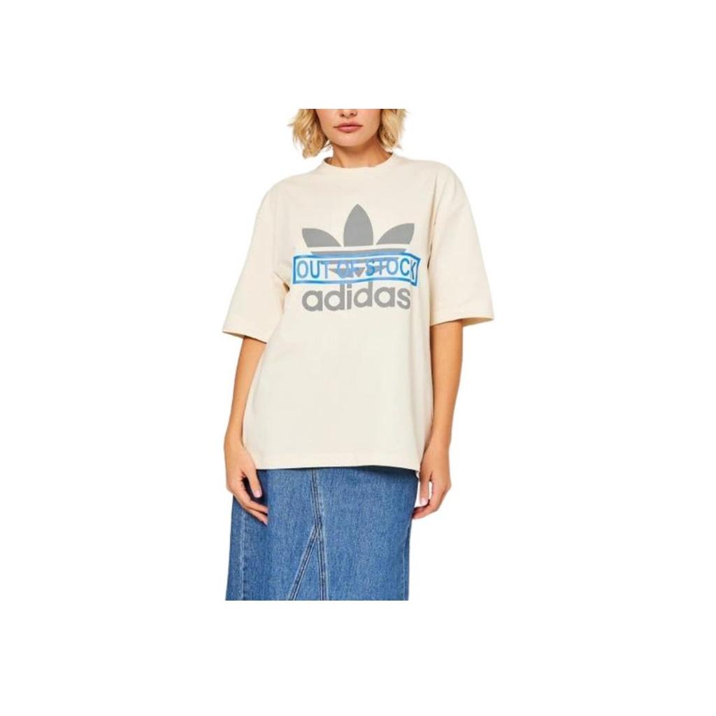 Adidas Originals X Ksenia Schnaider Collaboration Round Neck Loose Fit Solid Color Short Sleeve T-Shirt Women Tops Off-White IU4760