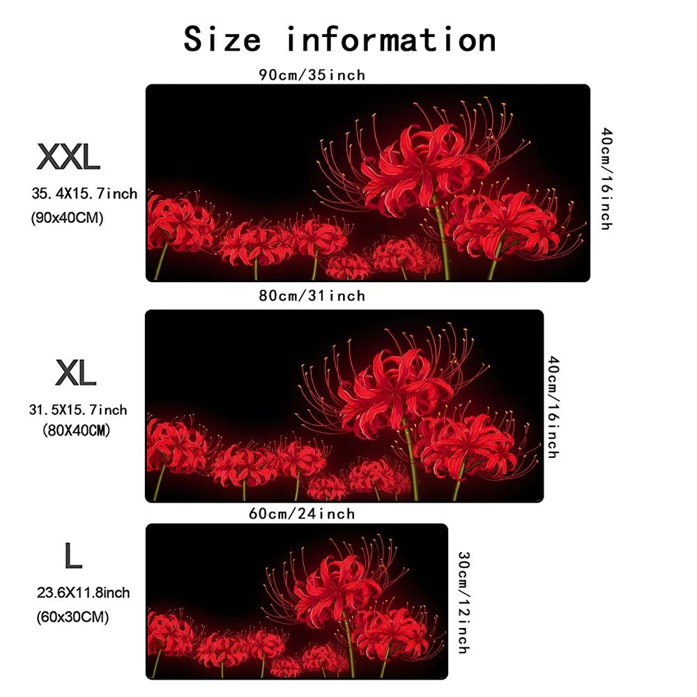 Accessories Long Mousepad Red Spider Lily Mouse Pad XXL Desktop Keyboard Table Pads Large Game Rubber Antislip DeskMat Computer