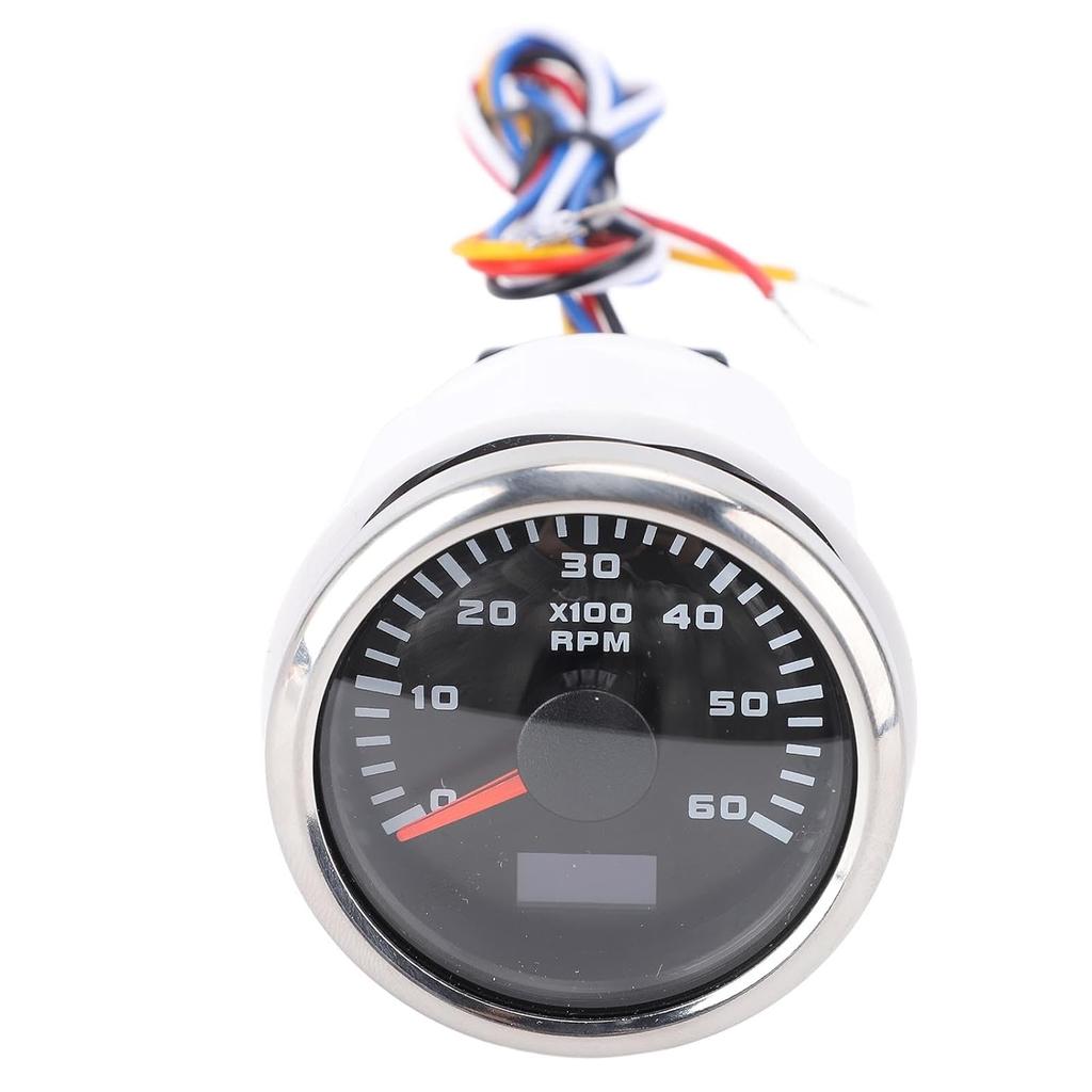 Tachometer Gauge, 52mm 2inch Car 6000RPM Automotive Tachometer with Hour Meter, 7 Color Backlight RPM Meter Kit for Truck Tractor Car RV Boat (White