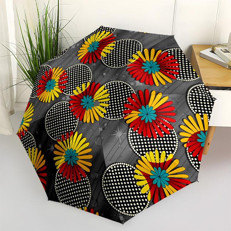 

1pc Floral Pattern Open/Close Folding Umbrella, All- Portable Umbrella for & Men, Stylish Accessory (Holiday Gift) 8-Rib yy251213143