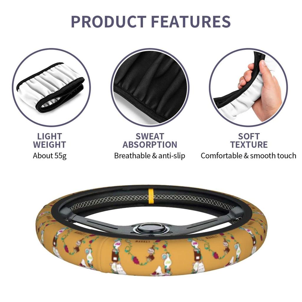 Moomin Mischievous Little My Car Steering Wheel Cover, Premium Anti-Slip Stain Resistant Steering Wheel