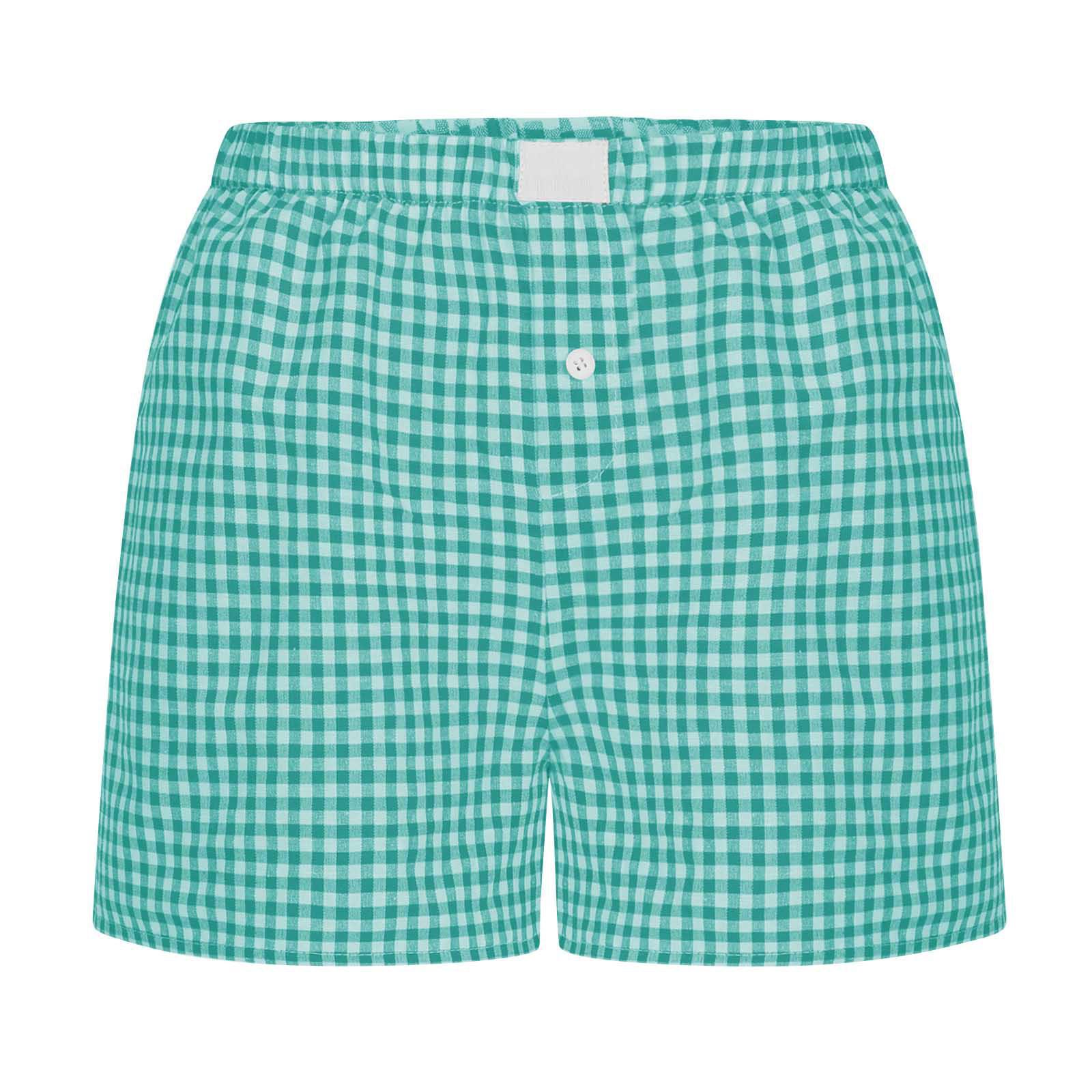 2026 Women s Summer High Waist Plaid Loose Wide-Leg Shorts XL
