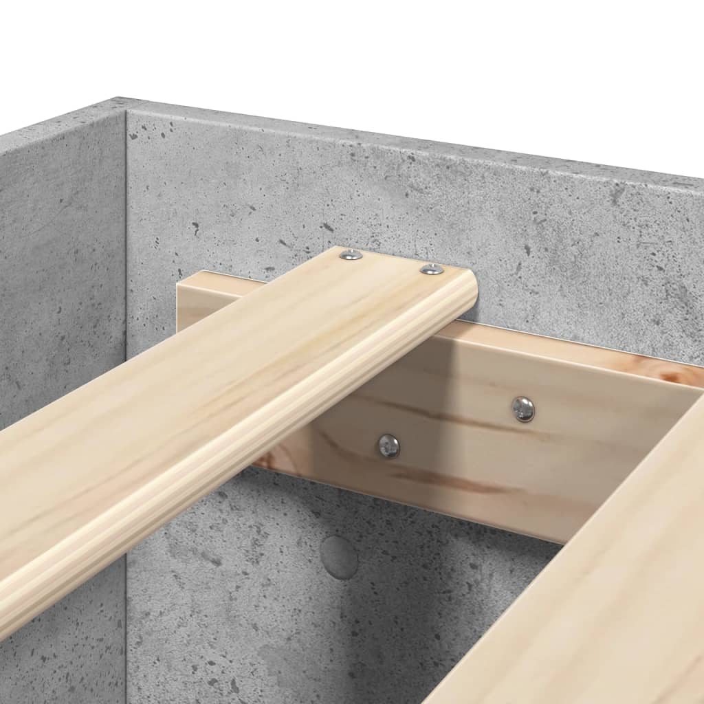 Bed Frame Concrete Grey 200x200 cm Particleboard