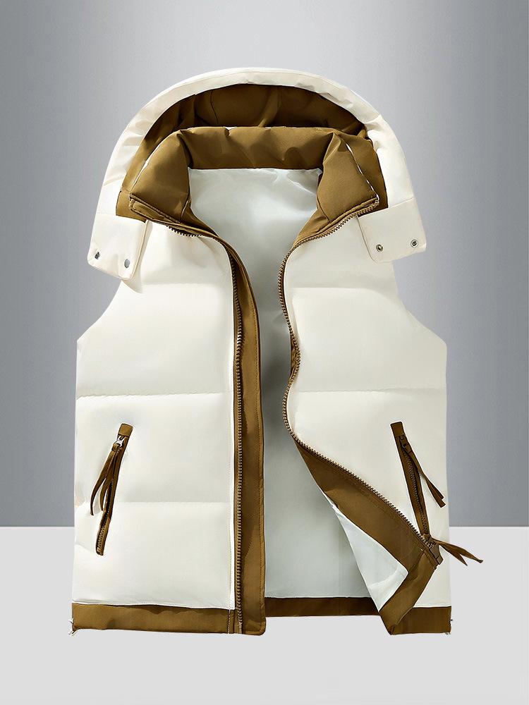 Men's Korean Style Hooded Thickened Cotton Vest for Autumn/Winter - Trendy, Warm Youth Outerwear.