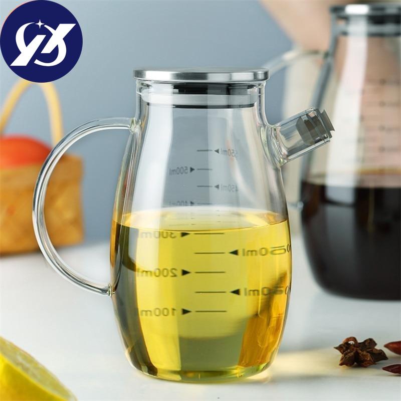 Glass Oil Pot Leak-proof Oil Bottle with Scale Kitchen Cooking Tool Vinegar Soy Sauce Bottle Gravy Boat