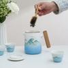 Qianli Jiangshan Ceramic Portable Travel Tea Set Portable Outdoor Express One Pot Four Cups Brewing Teapot Guochao Gifts