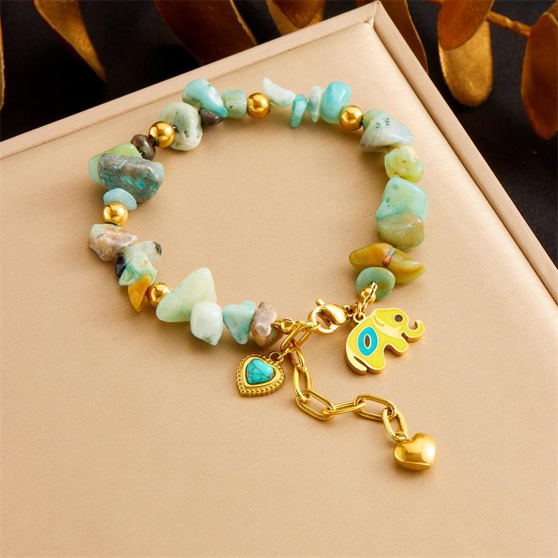 

Natural Pearl Love Crown Bracelet Turquoise Resin Elephant Beaded Bangle Autumn Winter Multicolor Star Natural Stone Bracelet