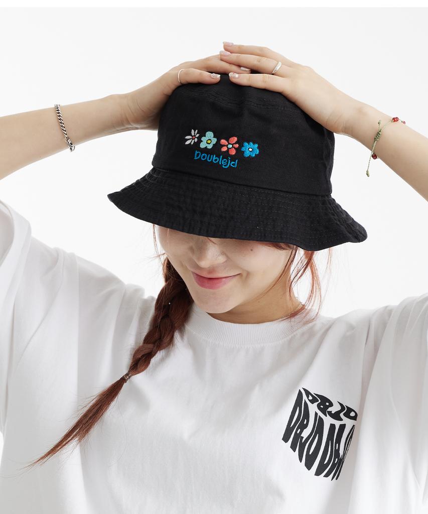 DOUBLE JD Flower Bucket Hat (Black)