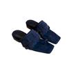 Sheepskin Version~ Niche Suede Tassel Low Heel Square Head Set Toe Slippers Women's Wear 2025 Summer Cool Slippers