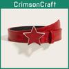 Punk Pu Style Leather Belt With Star Decor And Snap Fastener For Teens Adults