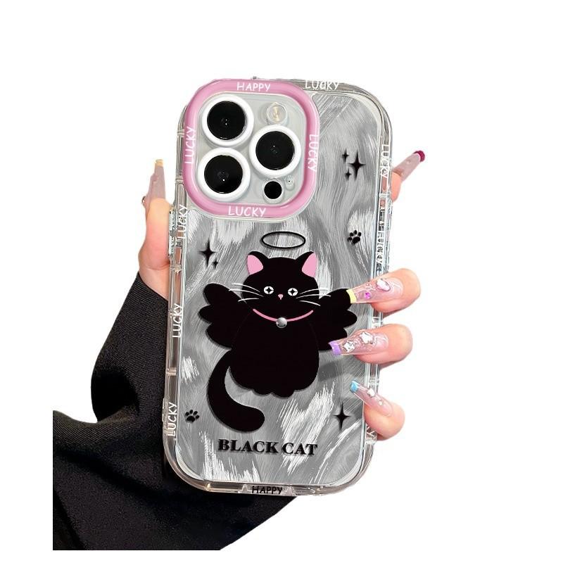Cartoon Engel Katze für Apple 16promax Handyhülle für IPhone15plus Feder Creme 14/13