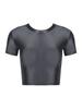 Womens Solid Color Short Sleeve Crop Top Sportswear Swimwear Top