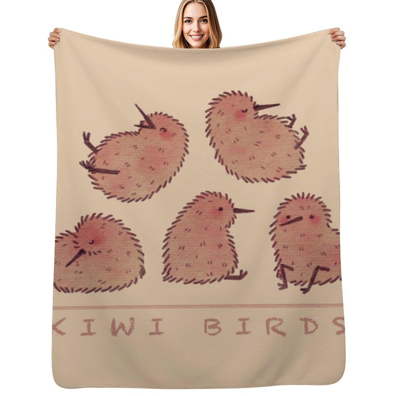 Cute Kiwi Birds 2 Throw Blanket Elegant Warm Throw Blanket for Hotel Home Size: 75*100cm, Weight: 230 GSM