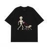 Skull Man Walking Dog Pattern Print Men's T-Shirt Summer Vintage Kawaii Men Women Surfing Beach T-Shirt Breathable Casual Top