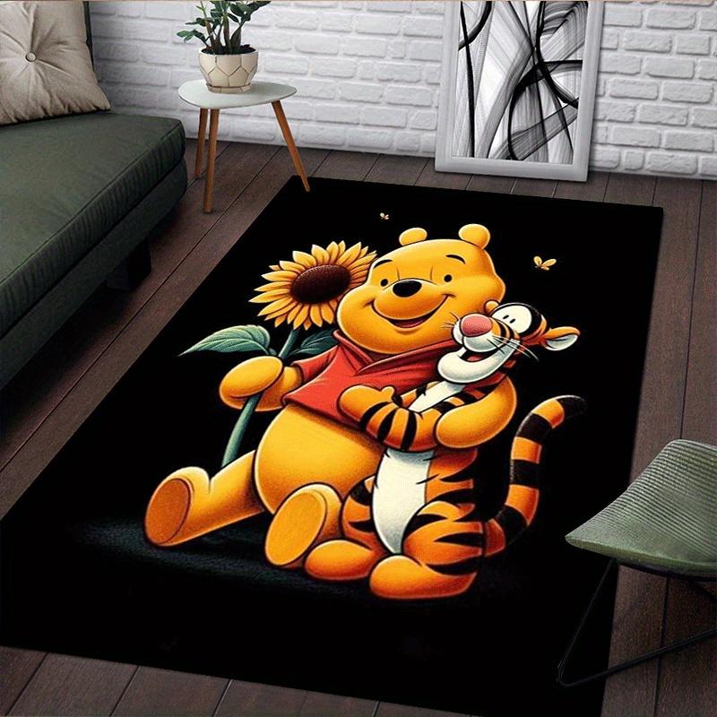 1pc Winnie The Pooh Pattern Area Rug Soft Flannel Floor Mat for Living Room,Office,Bedroom and Carpet,Sofa Coffee Table Floor Mat
