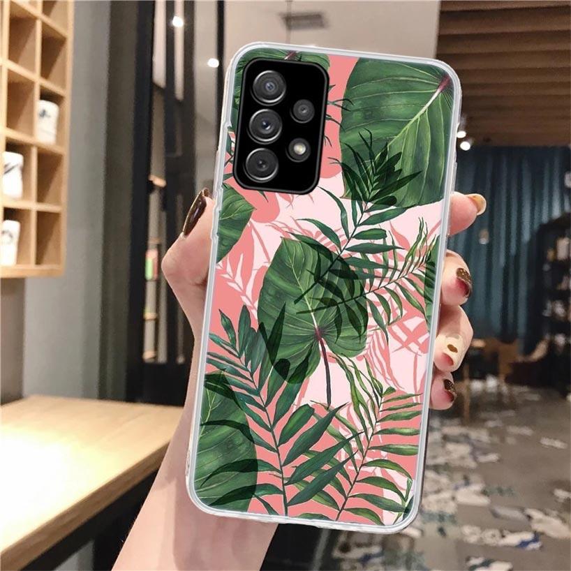 Summer Tropical Plants Green Leaf Phone Case For Samsung Galaxy A56 A55 A54 A53 A16 A15 A14 A13 A36 A35 A34 A33 A26 A25 A24 A23