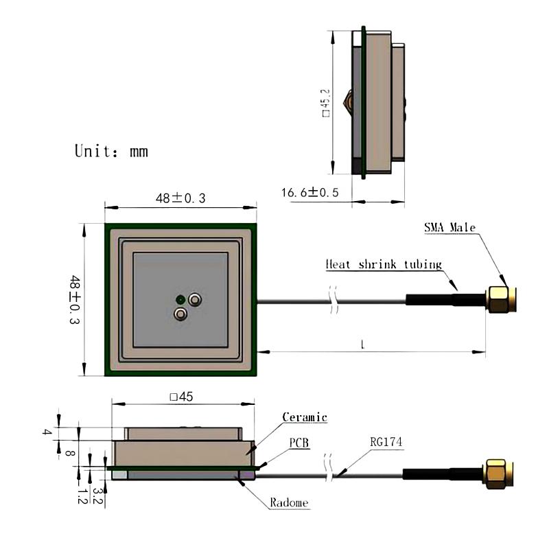 RTK GNSS L1 L5 Mehrband-Hochpräzisionsantenne, Multi-LNA GPS/GLONASS/BEIDOU/GALILEO