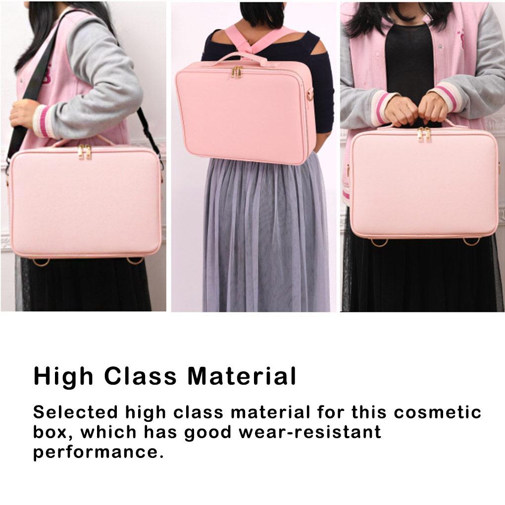 Makeup Bag Professional Toiletry Organizer Carrier Pouches Large Capacity Zipper PU Fabric Cosmetic Storage Bags Suitcase